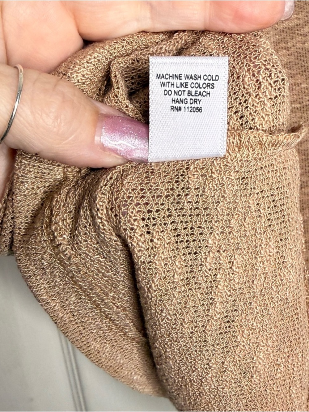 New Zenana Lightweight Knit V Neck Top Camel Tan Long Sleeve Casual S M L - Picture 7 of 7